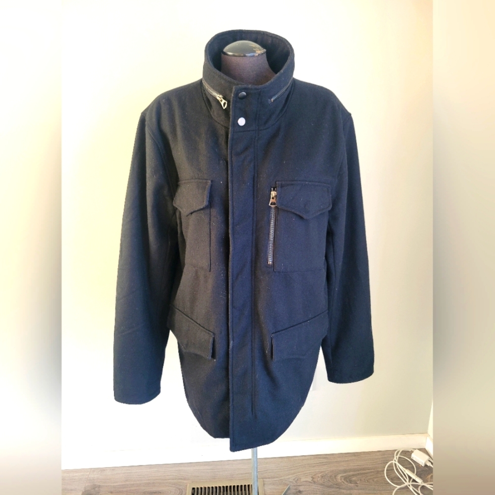 Men's Wool Trench Coat Jacket Size XL